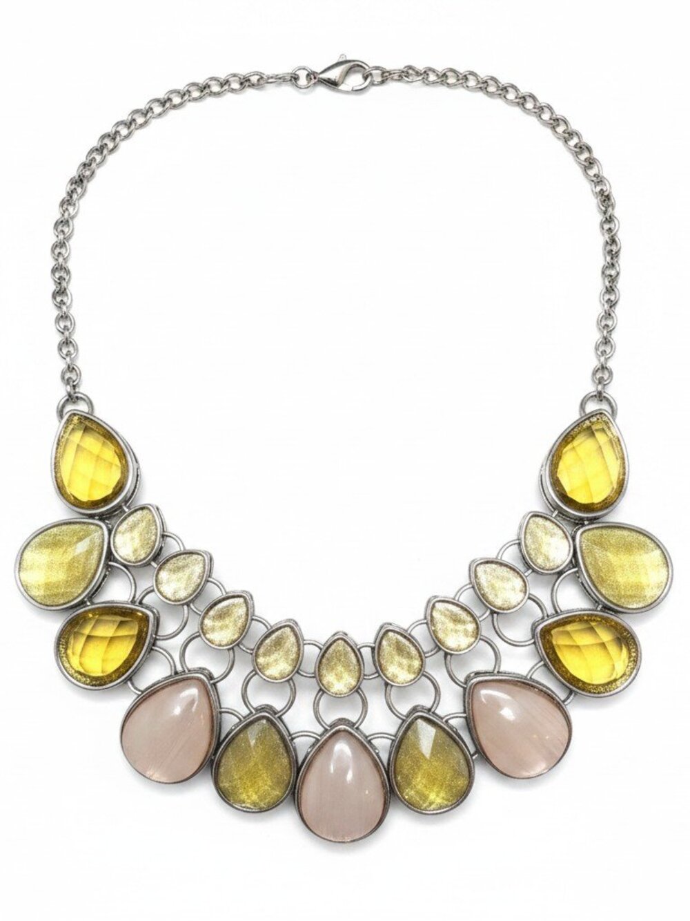 Stephan & Co Women's Statement Silver Plated Bib Necklace NWT